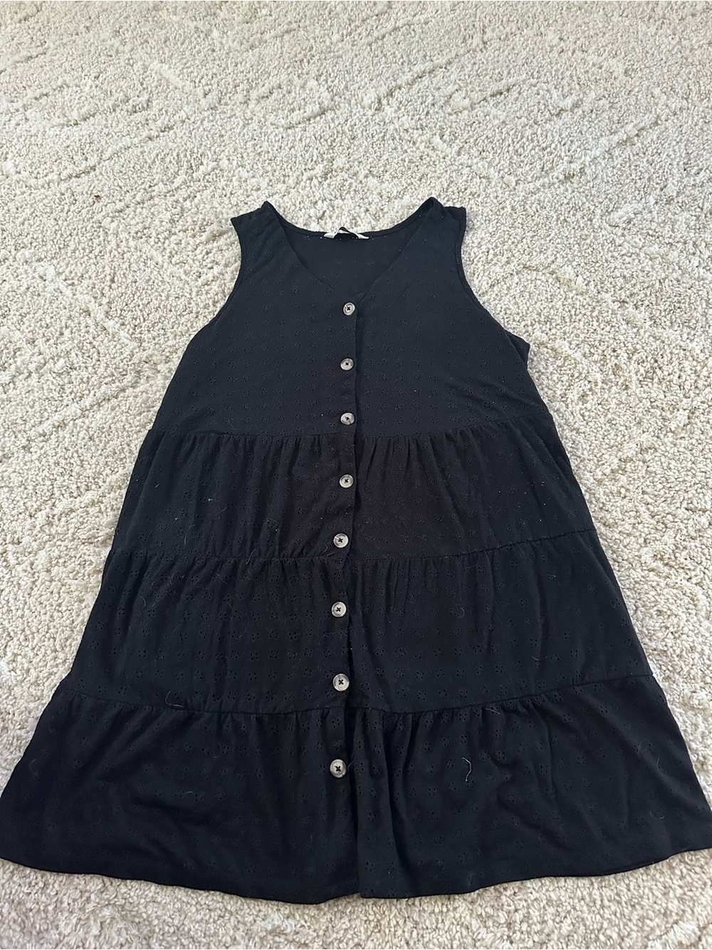 Black Eyelet Button-down Summer Dress